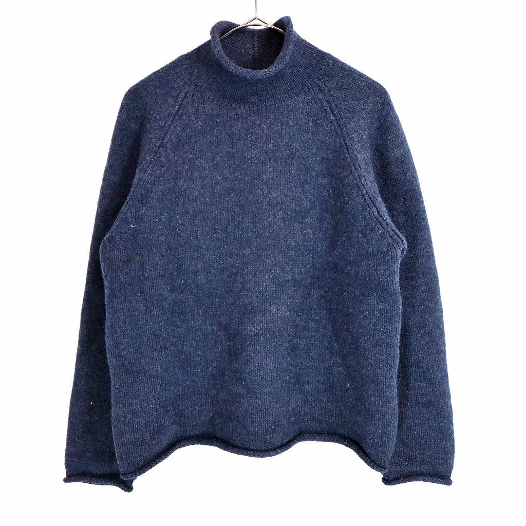 90年代 J.CREW ジェイクルー セーター 防寒 ハイネック ネイビー (メンズ S) 中古 古着 O2087