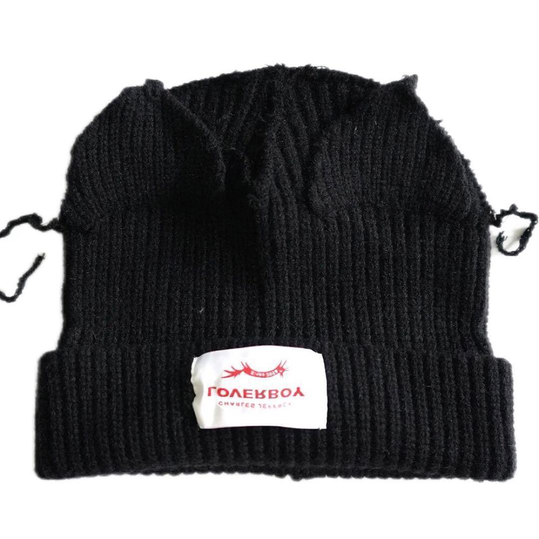 Charles Jeffrey LOVERBOY ネコ耳 ニット帽 ブラック CHARLES JEFFREY