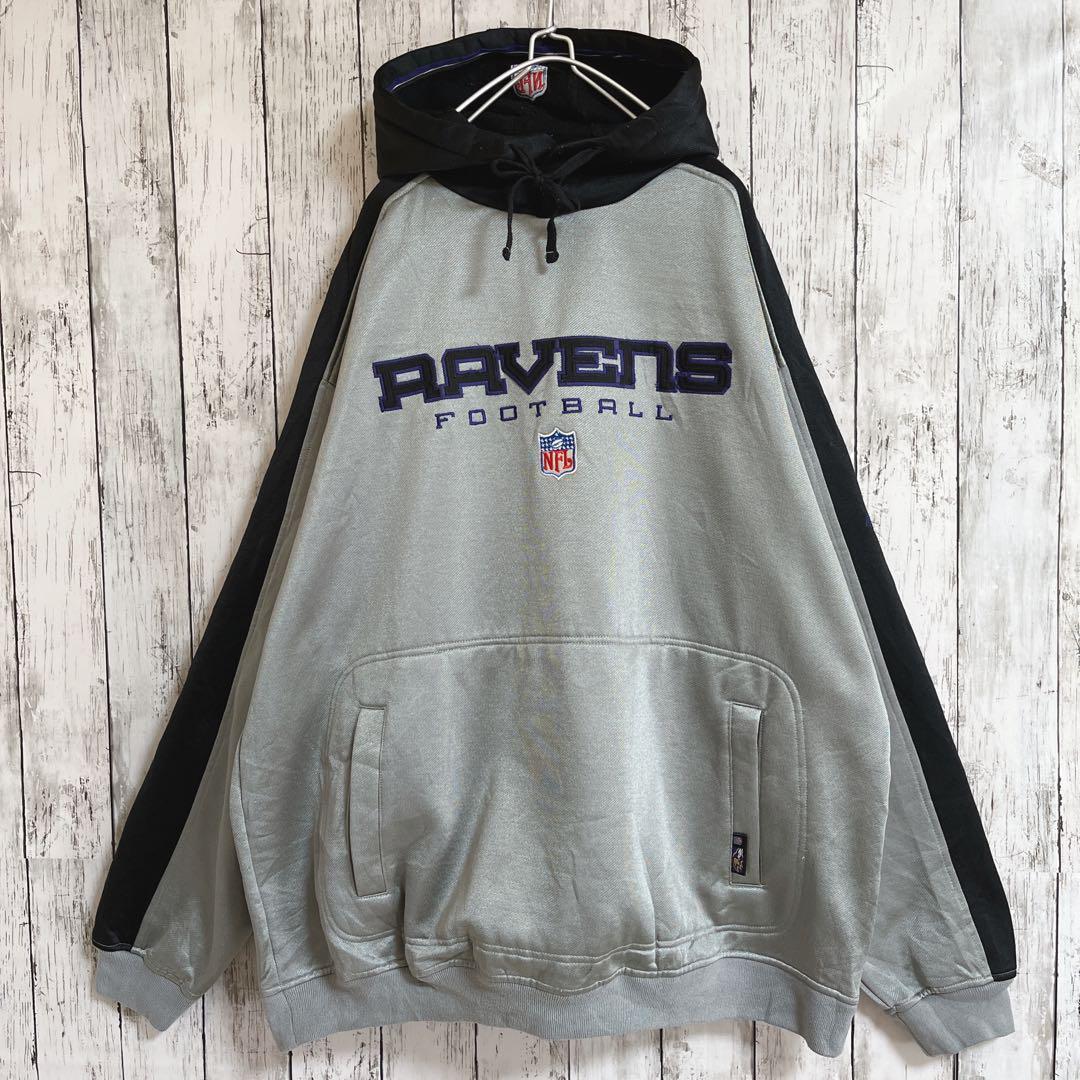 Reebok リーボック NFL RAVENS レイブンズ プルオーバーパーカー フーディー 2XL 刺繍 ビッグサイズ HTK1105