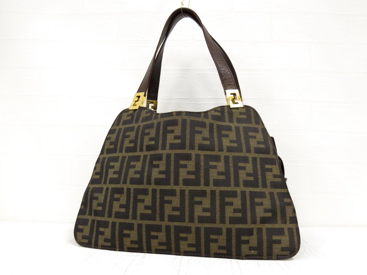 ◇美品◇FENDI フェンディ◇ズッカ◇ナイロンキャンバス カーフ レザー 