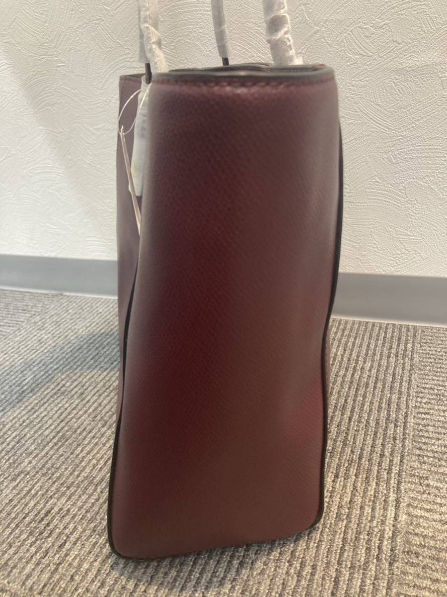 未使用COACH コーチ ビジネス ショルダートートバッグ ボルドー シボ