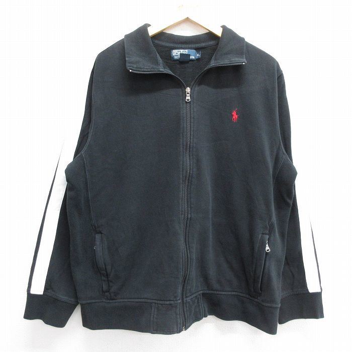 XL/古着 ラルフローレン 長袖 ブランド スウェット メンズ 90s ワンポイントロゴ 黒他 ブラック 23sep21 中古 スエット トレーナー トップ
