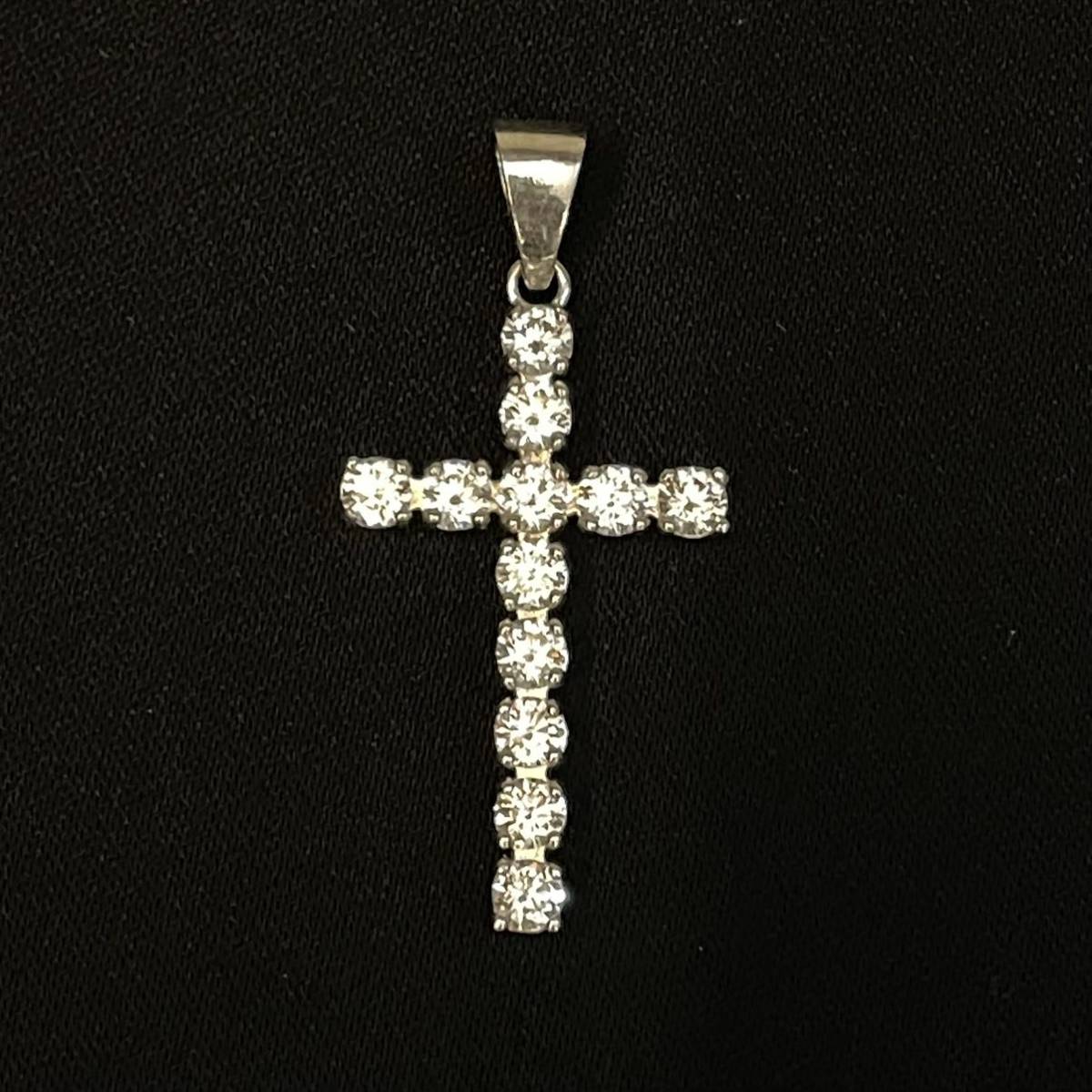 シルバー925製 AVALANCHE ジルコニアクロスペンダントヘッド シルバー