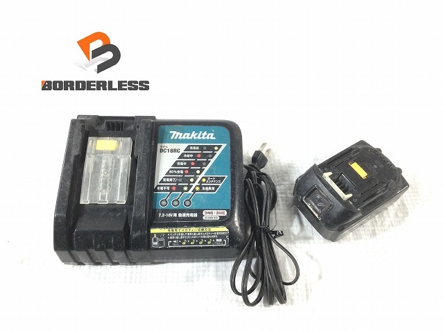 ☆中古品☆makita マキタ 残量表示付き 純正 リチウムイオンバッテリー1個(BL1860B) 急速充電器(DC18RC)付 78006
