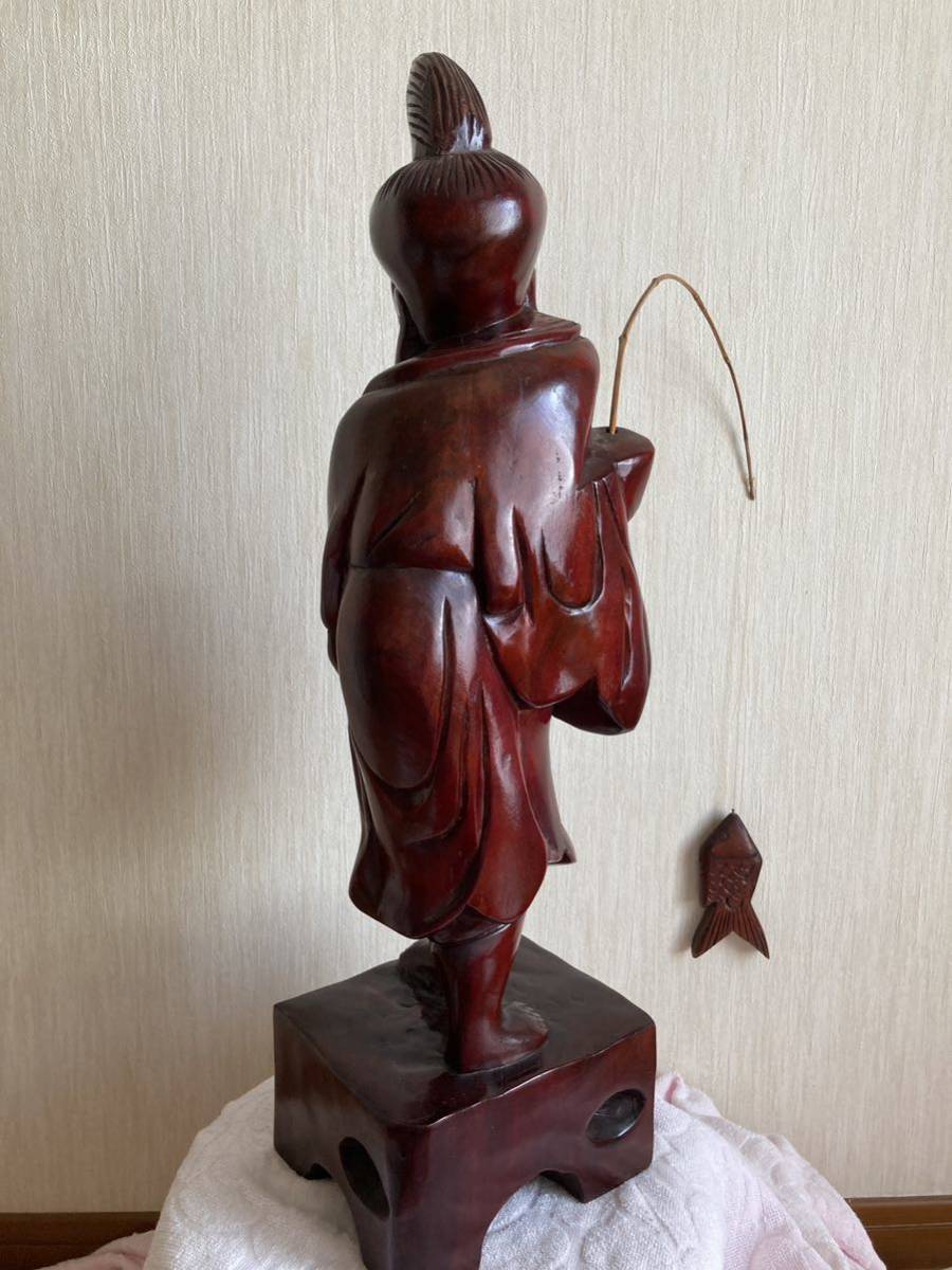 大型品 蔵出し レトロ 全長約61㎝ 七福神 寿老人 福禄寿 木彫り人形