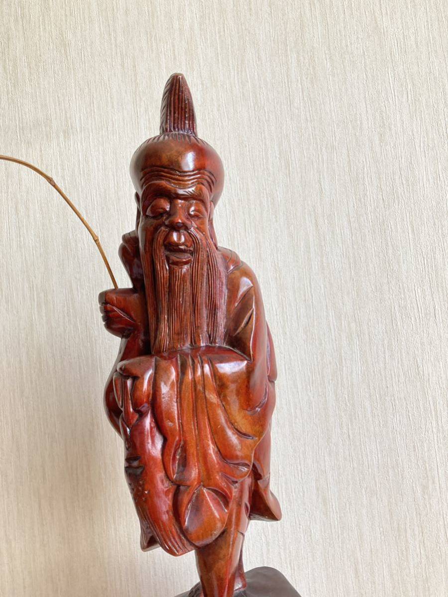 大型品 蔵出し レトロ 全長約61㎝ 七福神 寿老人 福禄寿 木彫り人形