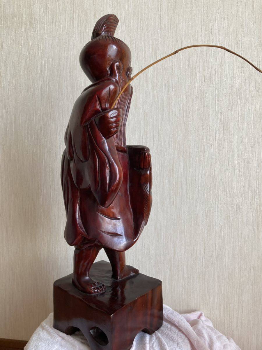 大型品 蔵出し レトロ 全長約61㎝ 七福神 寿老人 福禄寿 木彫り人形