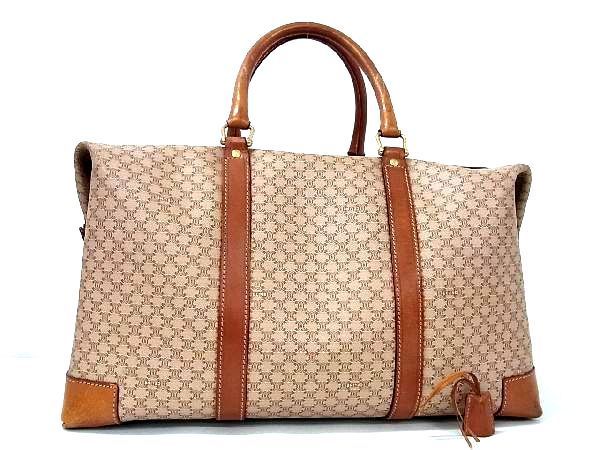 1円 CELINE セリーヌ PVC×レザー ヴィンテージ マカダム柄 ボストン