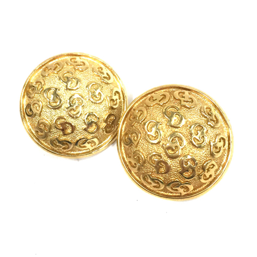 クリスチャン ディオール イヤリング ラウンド CDロゴ 総柄 ゴールド金具 直径約3cm Christian Dior QS102-204