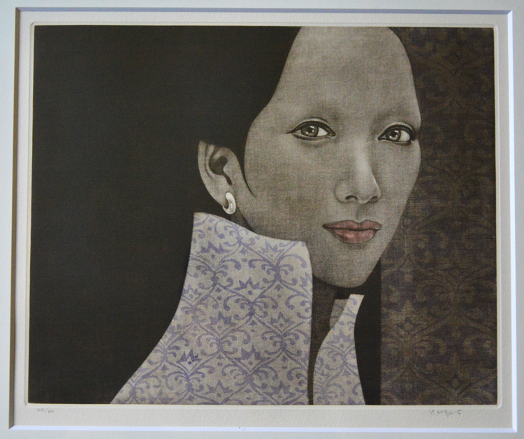 斎藤カオル「青衣」/ 真作保証 / 直筆サイン / 銅版画 / 美品 / 稀少