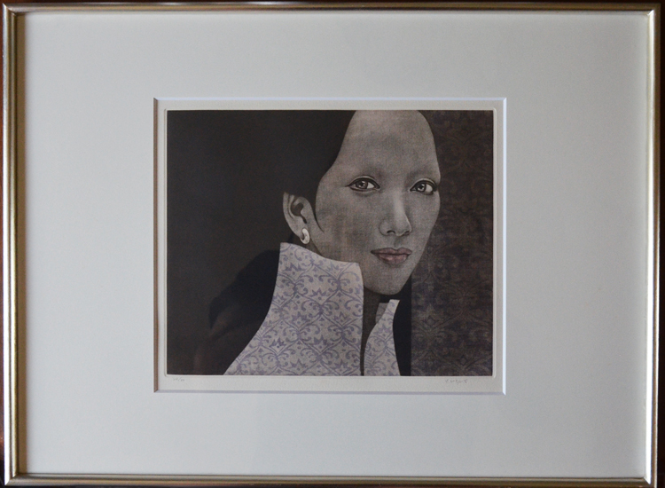 斎藤カオル「青衣」/ 真作保証 / 直筆サイン / 銅版画 / 美品 / 稀少