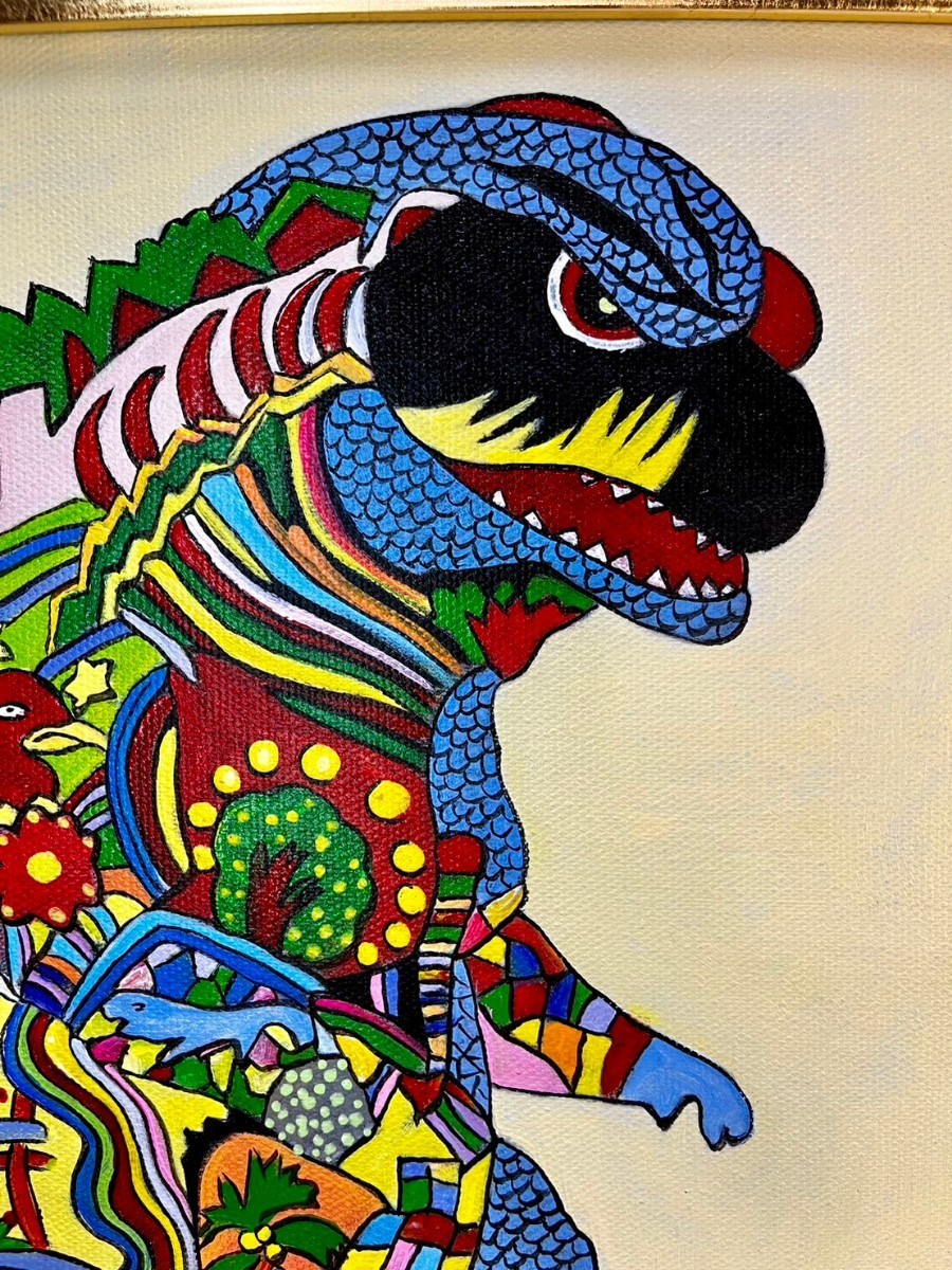 ジミー大西 油絵 額付き サイン ジミー大西「竜」 裏描き ジミー大西