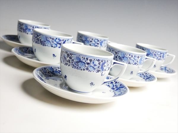 2025，本物保証 k432 ロイヤルデルフト デルフトブルー 花絵 カップ＆ソーサー 6客(ロイヤルコペンハーゲン)｜売買されたオークション情報、yahooの商品情報をアーカイブ公開 - オークファン ロイヤルコペンハーゲン