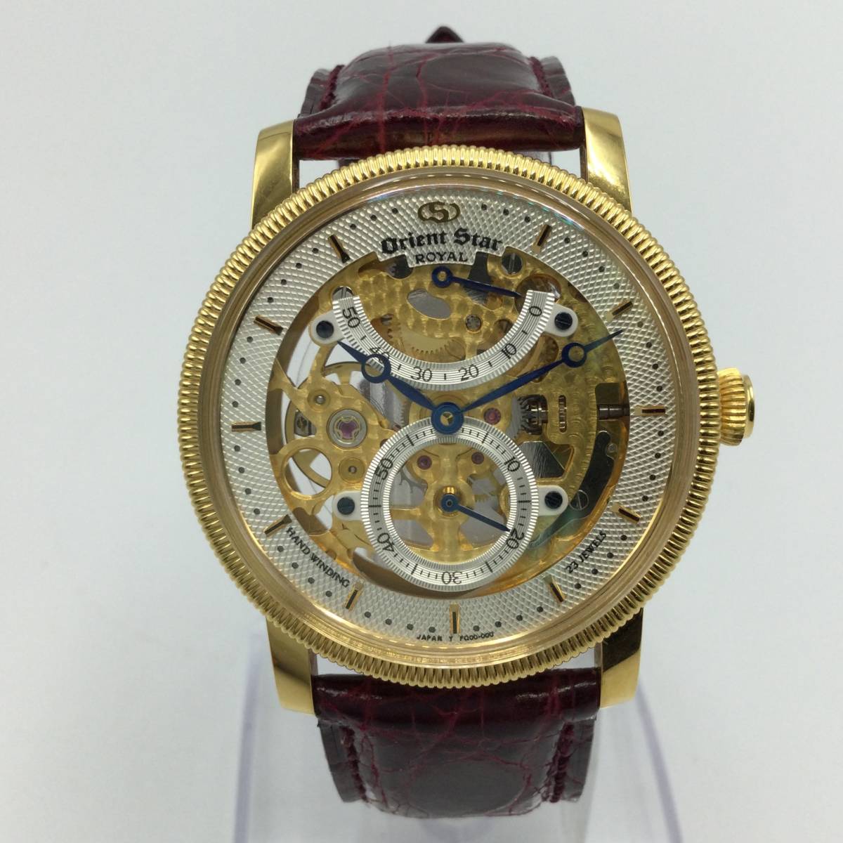 BB85△〈手巻き/稼働〉 オリエント スター ロイヤル ORIENT FQ00-A0 腕時計 スケルトン ゴールドカラー 現状品 △