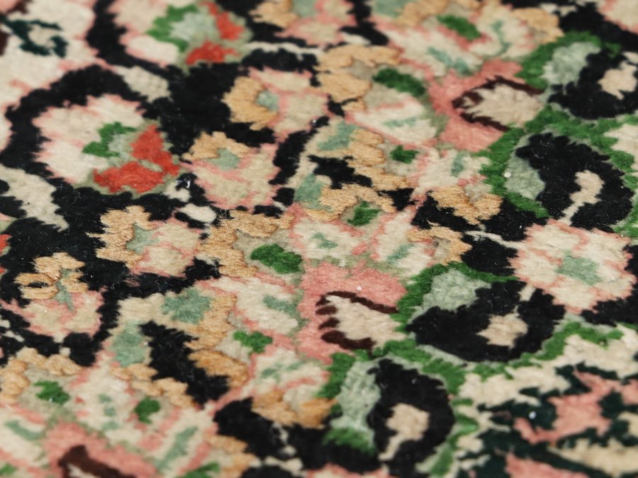 トルコ製 手織り シルク100% ヘレケ柄 高級絨毯 87×59cm 魁◇最高級トルコ絨毯 HEREKE ヘレケ 上質総シルク100％ 総手織り 100