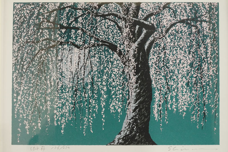 J370◇シルクスクリーン【小暮真望】限定250部「しだれ桜」 人気版画家_3