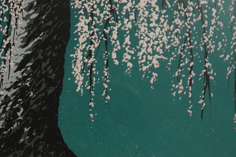 J370◇シルクスクリーン【小暮真望】限定250部「しだれ桜」 人気版画家_5