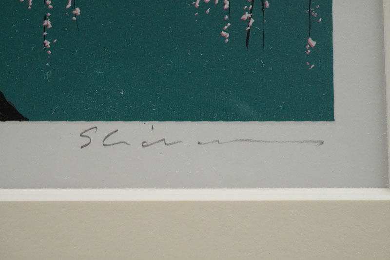 J370◇シルクスクリーン【小暮真望】限定250部「しだれ桜」 人気版画家_9