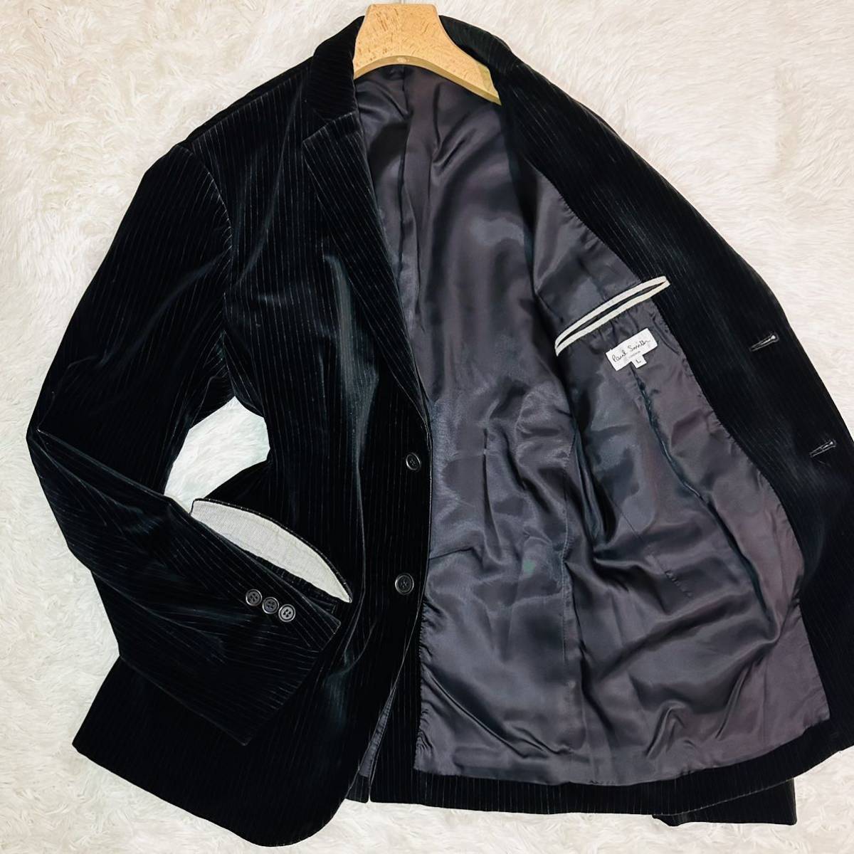 Paul SmithベルベットテーラードジャケットL 美品 美品!幻級銀釦Paul Smith