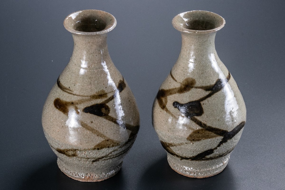 人間国宝】 濱田庄司 酒器 壱組 徳利一対 猪口 5客 共箱 D156