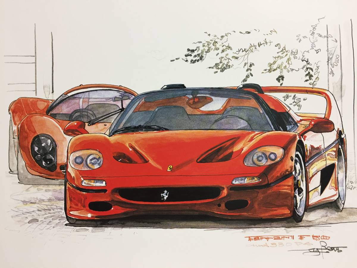 正規品 絶版 Bowイラスト フェラーリ F50 カーマガジン 211 Ferrari 