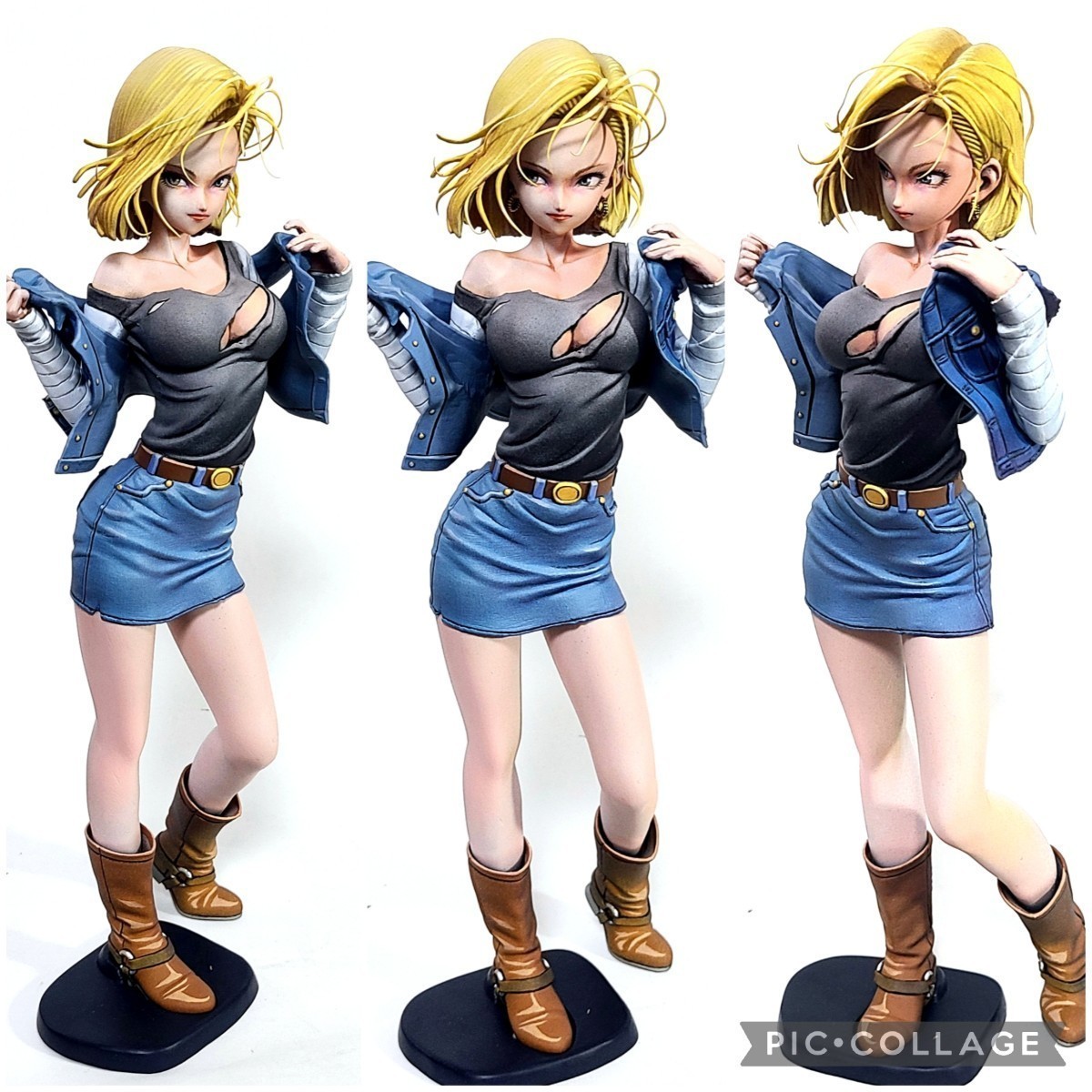二次元 リペイント 人造人間18号 完成品 頭髪追加 顔の描き直し 生足