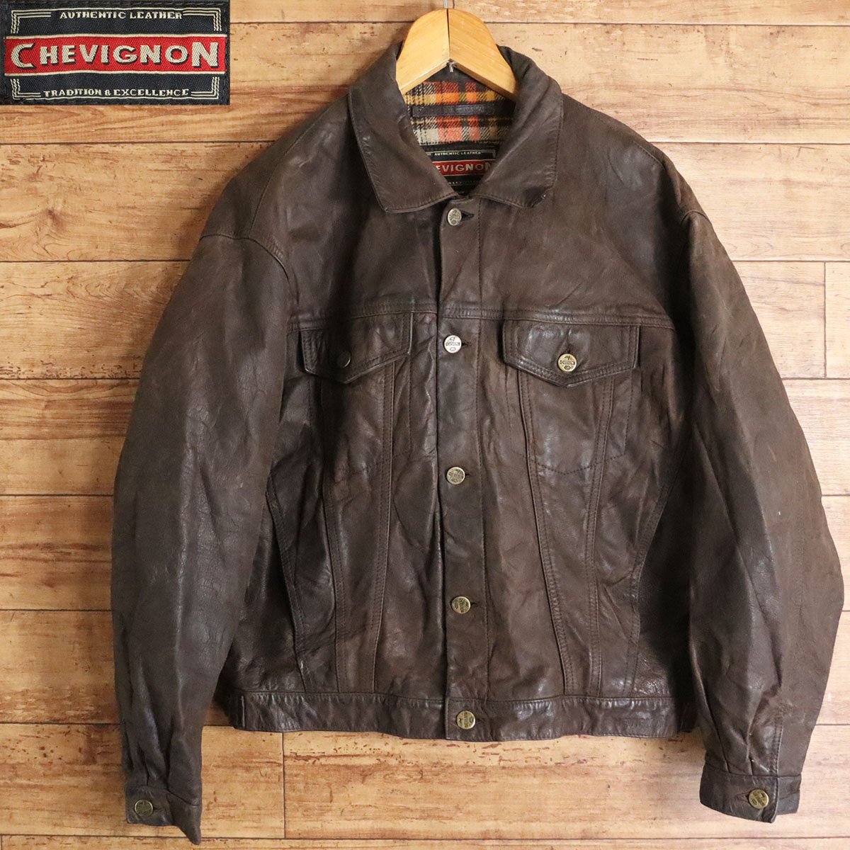 A12S/s9.6-2 CHEVIGNON シェビニオン ジージャンタイプ 本革 レザー 