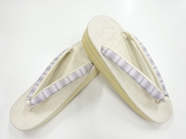 040296# 和装小物新品 鼻緒小千谷ちぢみ 菱屋謹製 CALEN BLOSSO CAFE ZORI(Lサイズ)