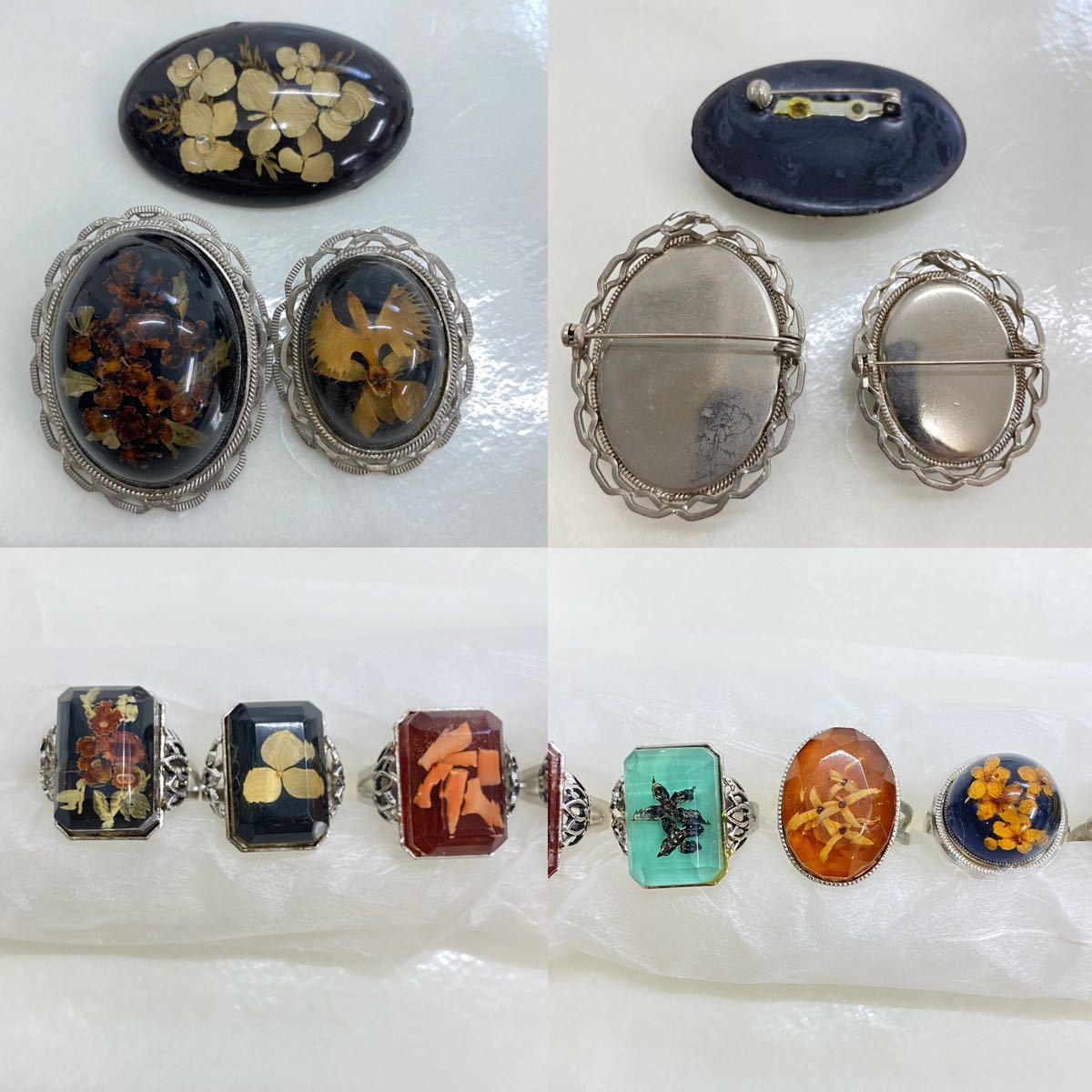 575 美品 レア ヴィンテージ 水中花 レースフラワー 草花 ネックレス 
