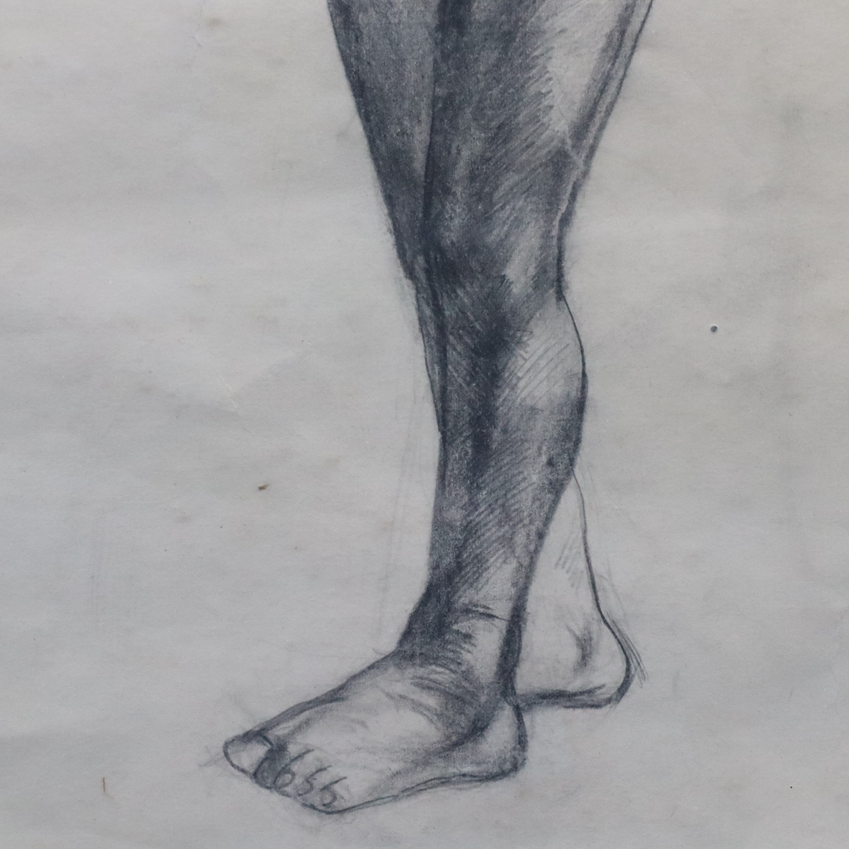 宙】模写 小出楢重 裸婦図 デッサン画 P6号 サイン有 額装 信濃橋洋画