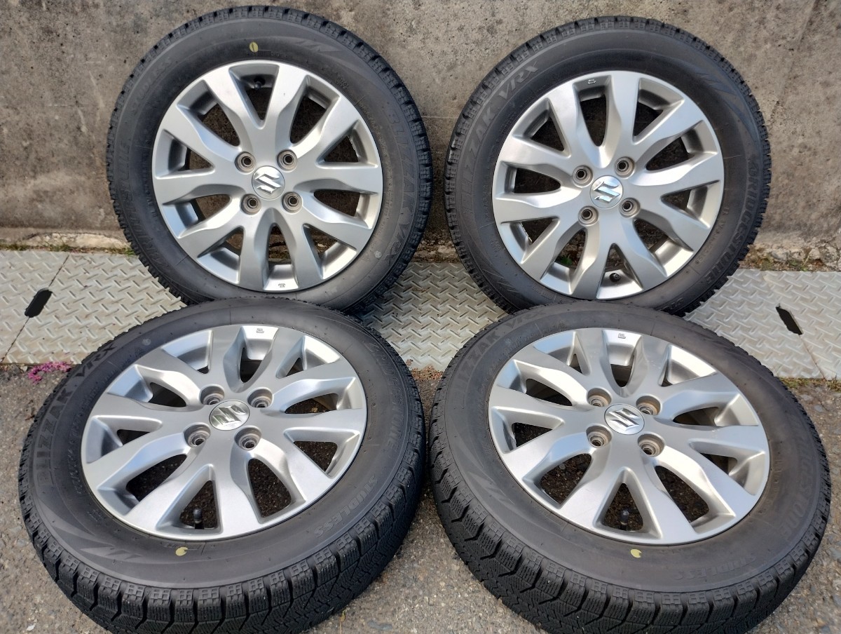 スズキ純正　155/65R14　4.5J+45　4H　100　ハブ54 +45 スズキ純正 4H タイヤ・ホイールセット 2025年製ミシュラン付 中古★送料無料