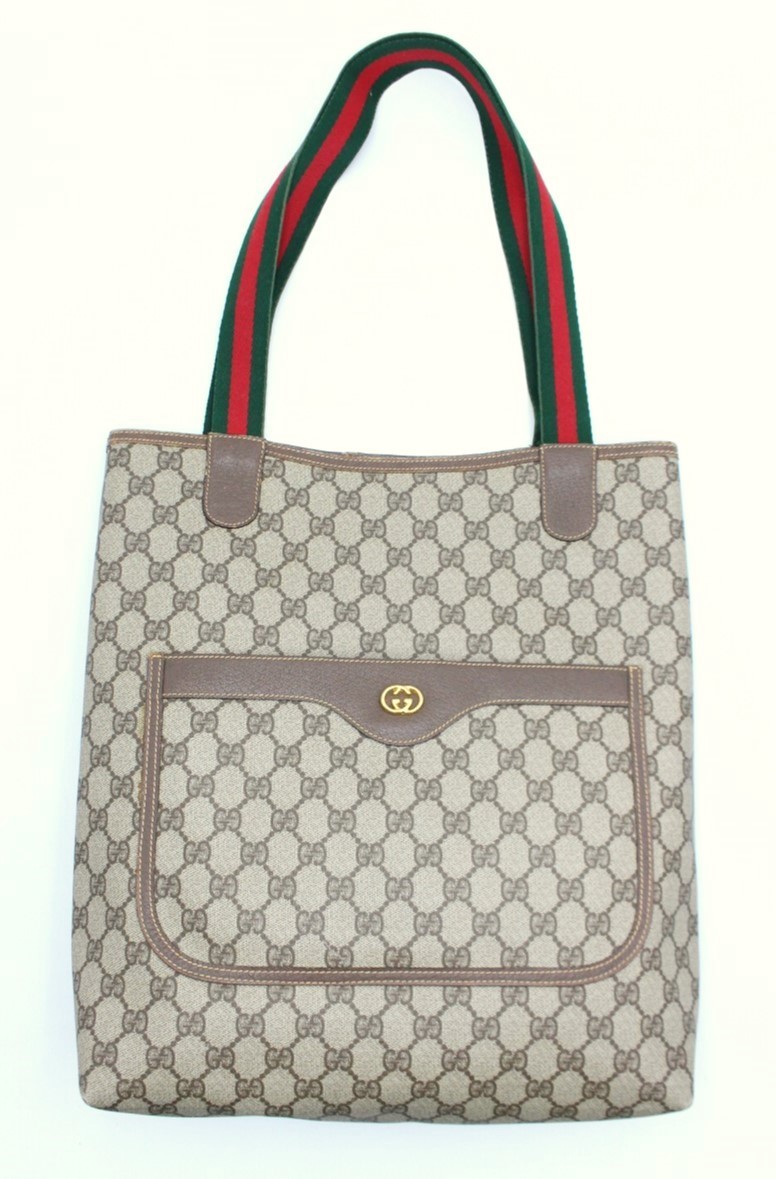 【行董】GUCCI オールドグッチ GG シェリーライン ショルダーバッグ トートバッグ メンズ レディース ブラウン系 ※ゆうパック※AS410BOG64