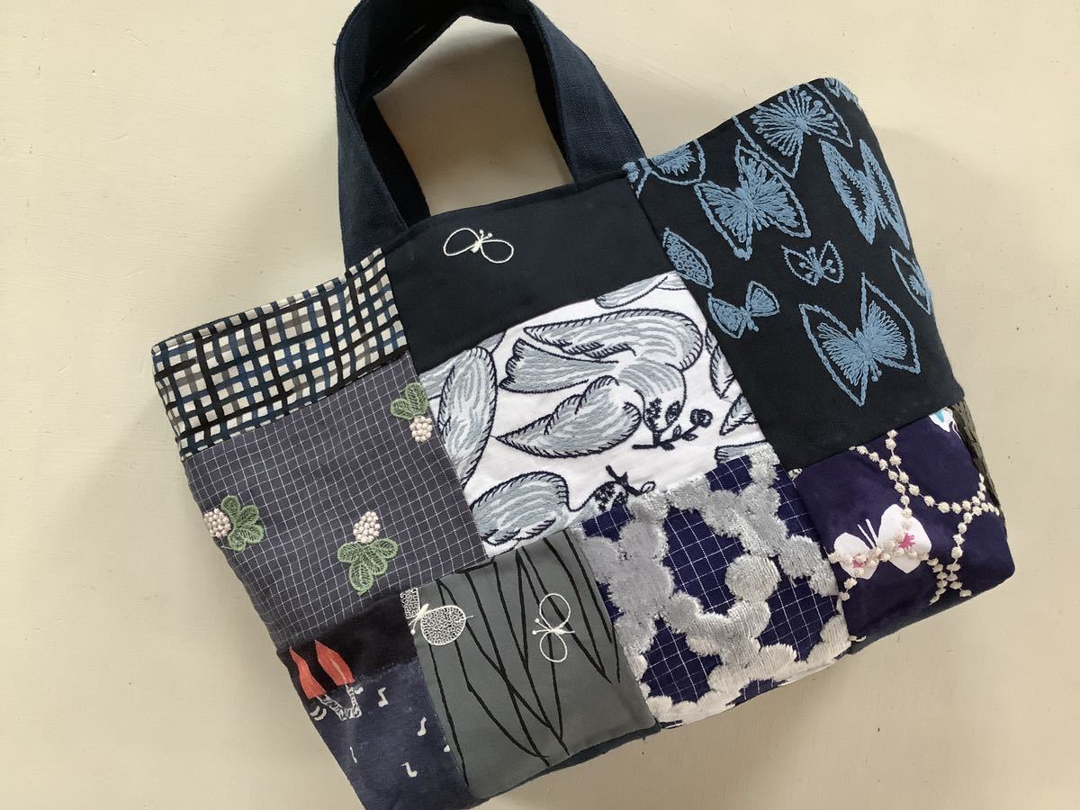 ハンドメイド ミナペルホネン ハギレとリネンのマルシェバック (going