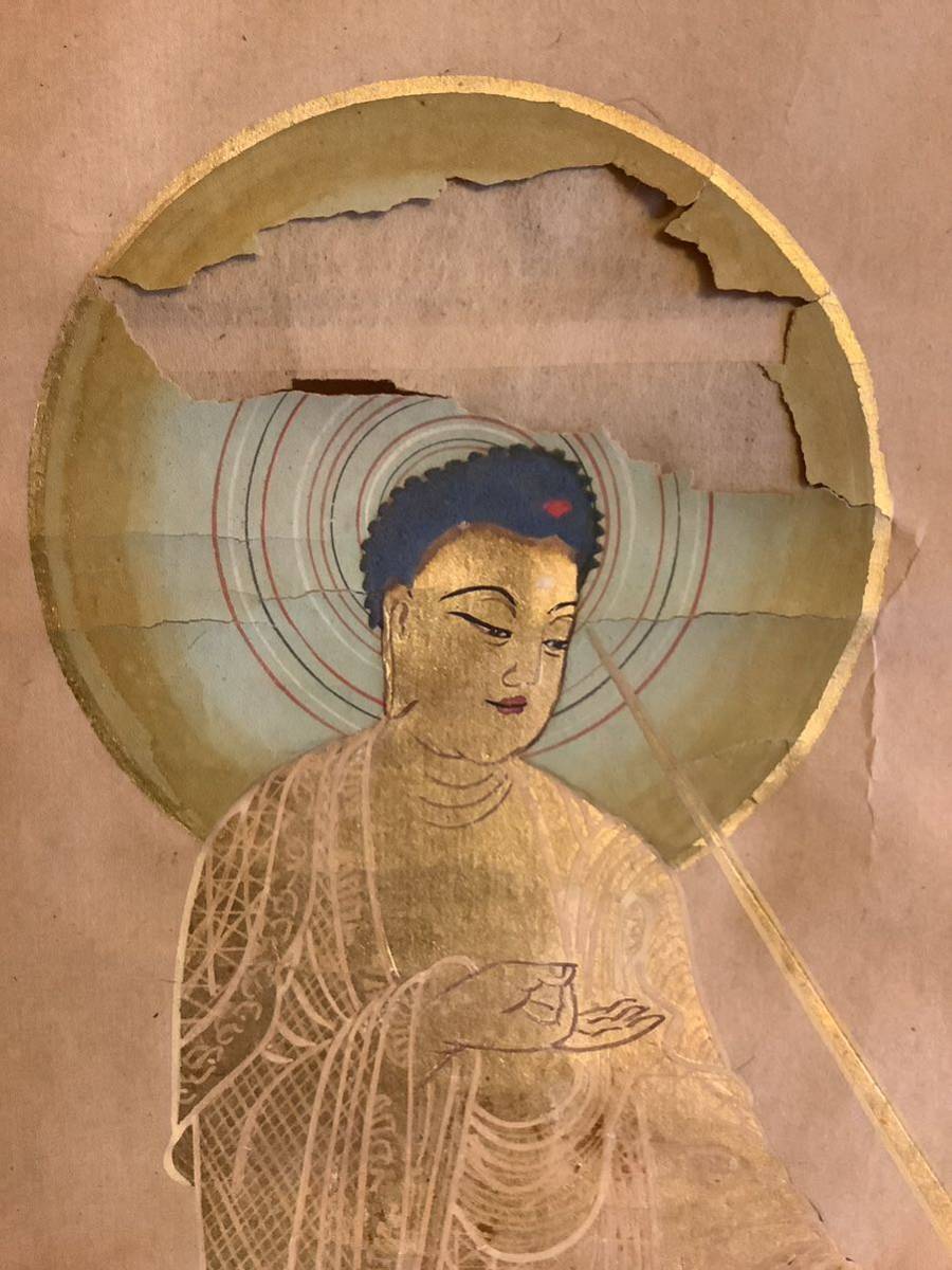 模写】掛軸Oct509[珂憶拝書 二河白道]彩色紙本版摺 木版画／仏画 仏教