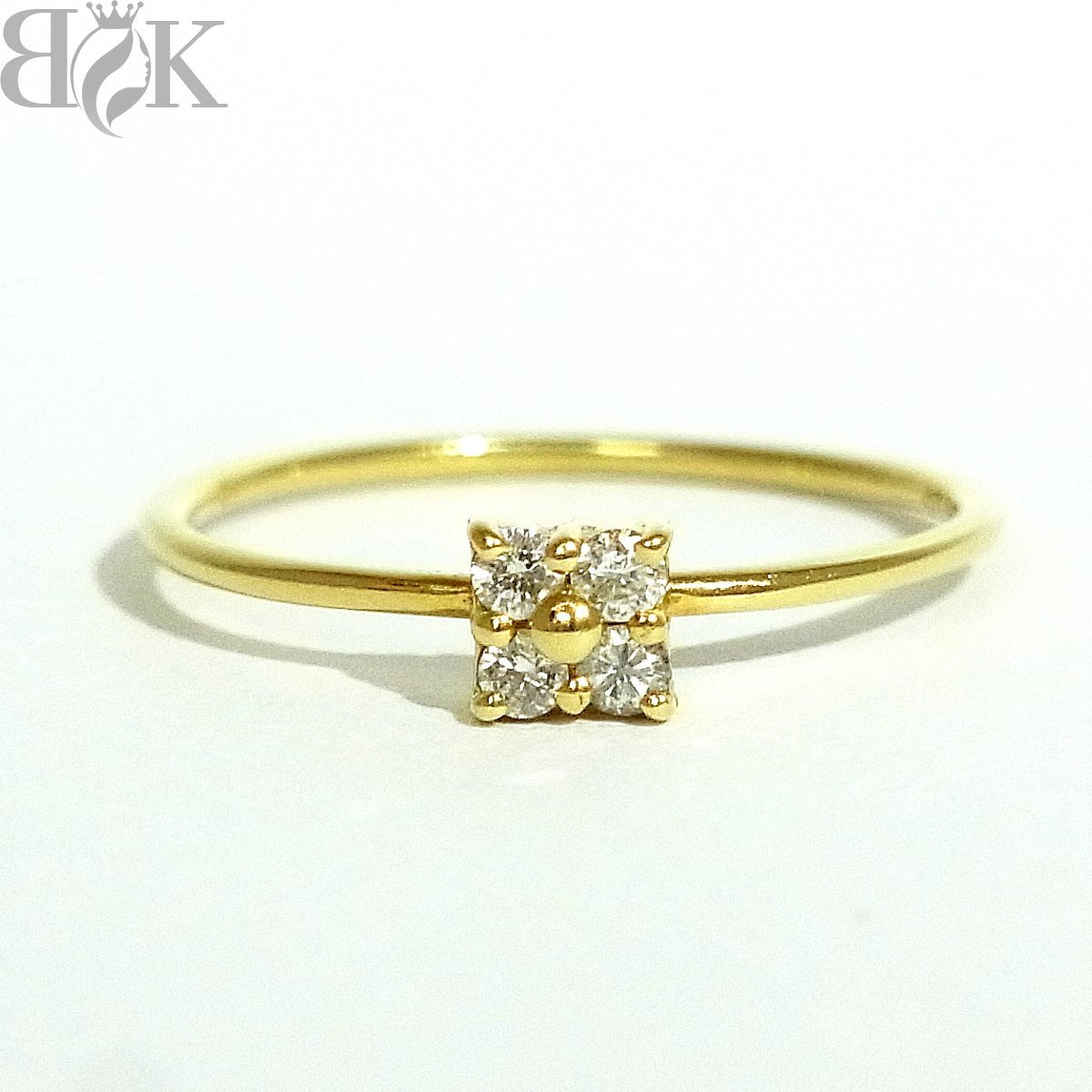 K18 フラワーモチーフダイヤモンドリング 0.10ct 9号 0.8g 縦幅：0.8 
