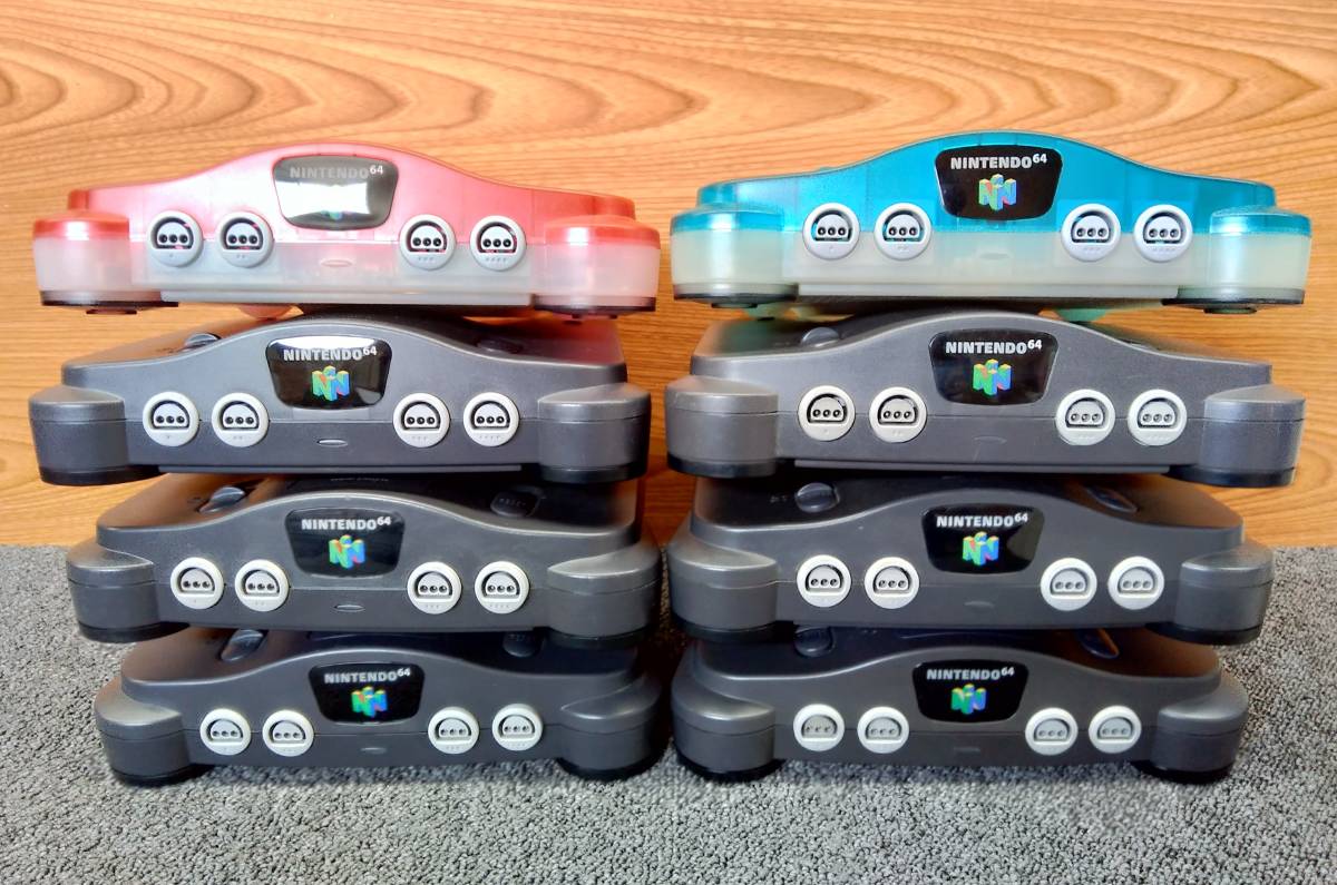 鴨BY ジャンク N64 ニンテンドー64本体 まとめ売り8台セット NUS-001 ブラック/クリアレッド/クリアブルー Nintendo 任天堂 ニンテンドー64 ジャンク 本体