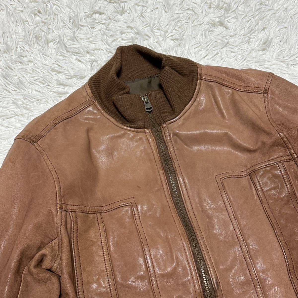 美品 The Beams シングル ライダース レザー ジャケット やぎ革 BEAMS beams【漢の一撃】高級ゴートレザー やぎ革 ライダース