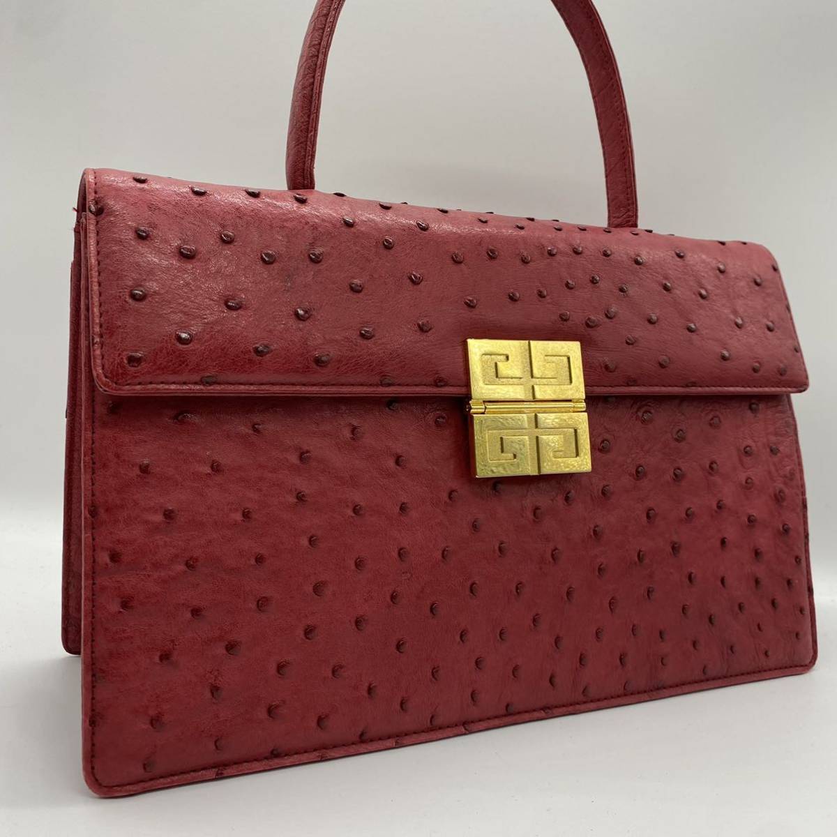 レア 希少 ジバンシー GIVENCHY リアルオーストリッチ ハンドバッグ 