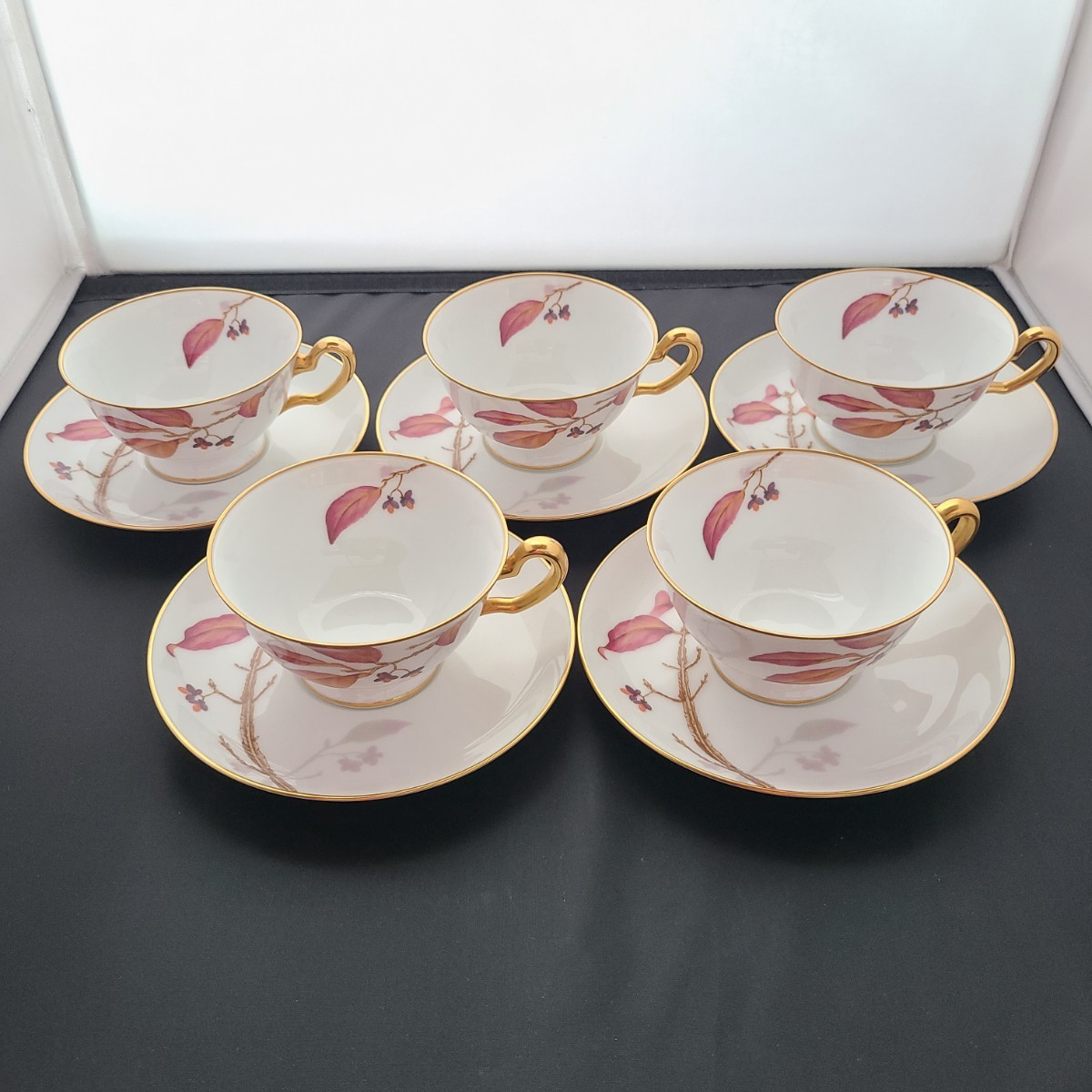1☆ 大倉陶園 金彩 カップ&ソーサー 5客セット ティーカップ OKURA 口径