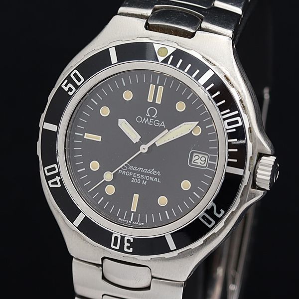 1円 稼働 オメガ シーマスター 200M 53206840 黒文字盤 デイト QZ メンズ腕時計 OGI 0005500