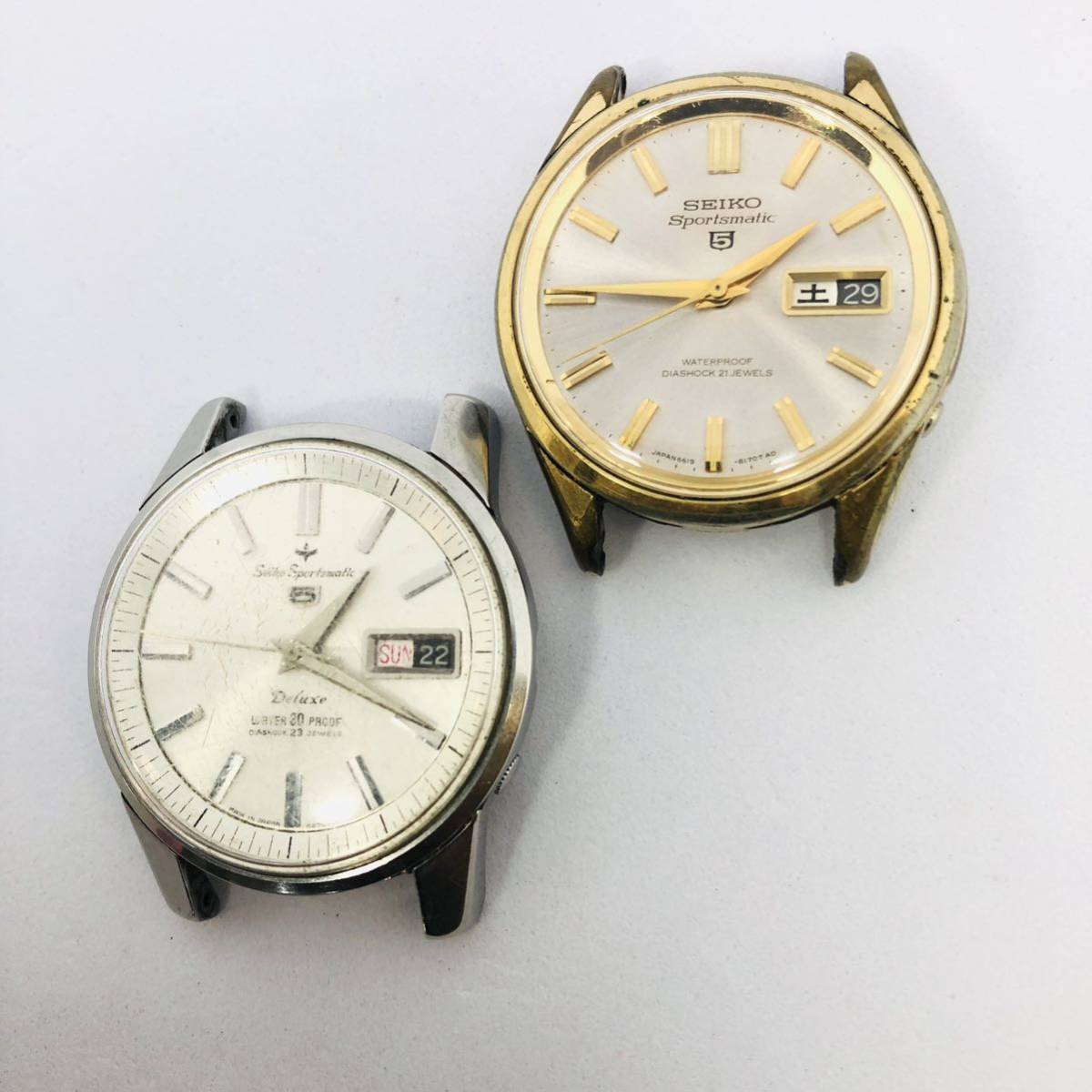 【2本セット】SEIKO セイコー 腕時計 ジャンク セイコー 5 スポーツマチック デラックス 2個セット 稼働 ジャンク