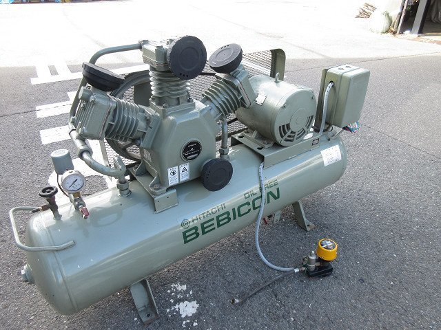 ▲▽7103　日立　ベビコン　5.50P-8.5C　7.5馬力　170L/フクハラ　電子トラップ　UP155-2E　エアコンプレッサ△▼
