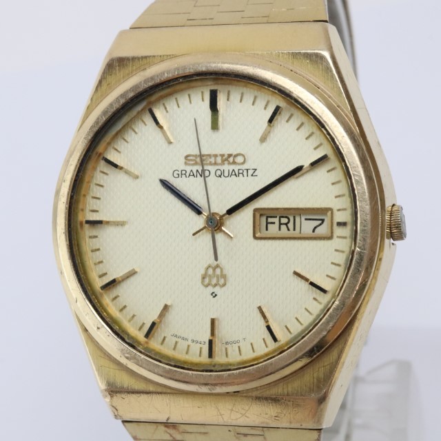 全国無料，限定セール 2310-553 セイコー クオーツ 腕時計 SEIKO 9943 8000 グランドクオーツ デイデイト 金色 純正 金属ベルト(グランドセイコー)｜売買されたオークション情報、yahooの商品情報をアーカイブ公開 - オー グランドセイコー