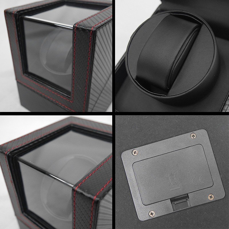 正規品，SALE ワインディングマシーン ウォッチワインダー 1本巻き 自動巻き時計 静音 腕時計 ワインディング インテリア カーボン PUレザー WM-01CB