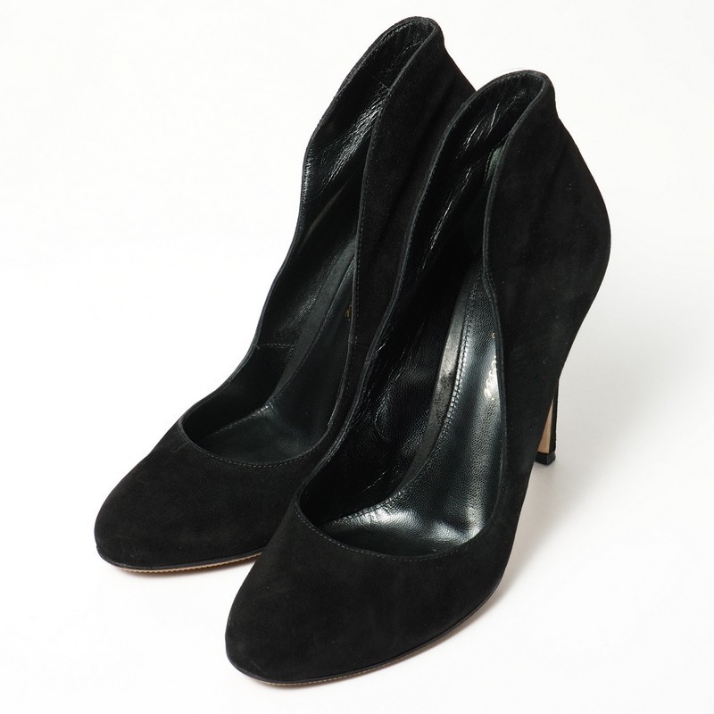 GO3245▼イタリア製▼ジャンヴィトロッシ Gianvito Rossi*スエードレザー パンプス ハイヒール 靴*36.5(23.5cm相当)*ブラック