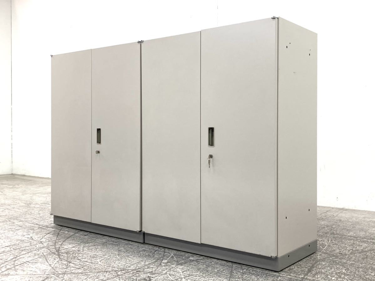 ITOKI/イトーキ　シンライン 3段　両開き書庫　2台セット　鍵付き　スチールキャビネット　書類保管庫　収納棚　整理棚　事務所　オフィス