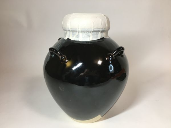 共箱 飾壺 茶道具 平安 天目釉 草山作 四耳茶壺 万代草山 古