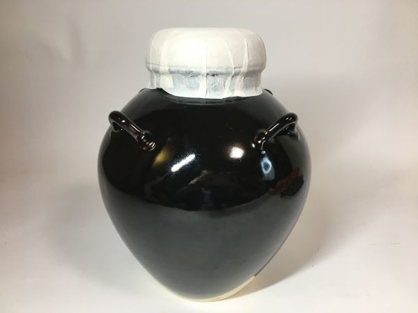 飾り壺 天目秞 共箱付き 共箱 飾壺 茶道具 平安 天目釉 草山作 四耳茶壺 万代草山 古