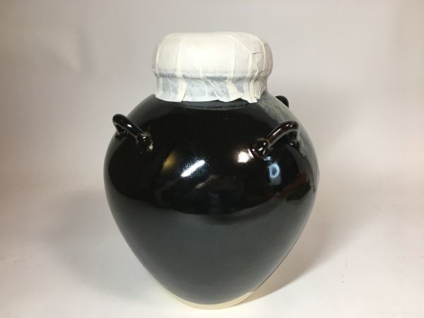 共箱 飾壺 茶道具 平安 天目釉 草山作 四耳茶壺 万代草山 古