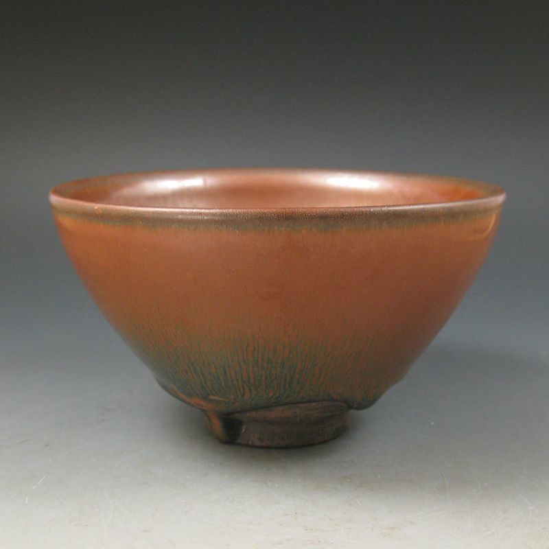 中国美術 宋代建窯 柿釉天目茶碗 唐物 ☆0011 宋時代 建